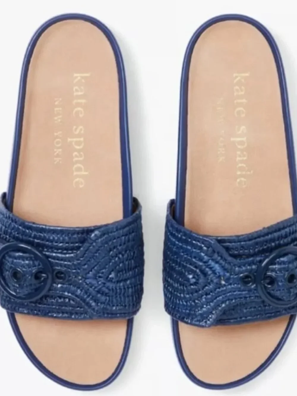 Kate Spade New York Navy Maribelle Braided Slide Sandals